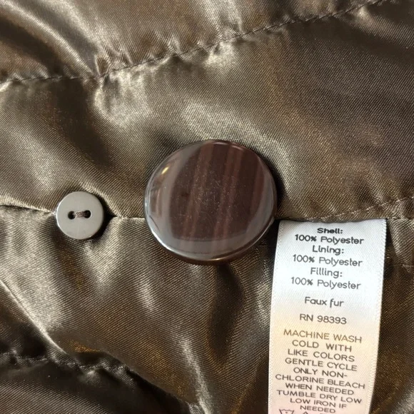 Dennis Basso Faux Fur Jacket Size Large Light Brown Faux Fur Coat with Hood - Picture 5 of 13